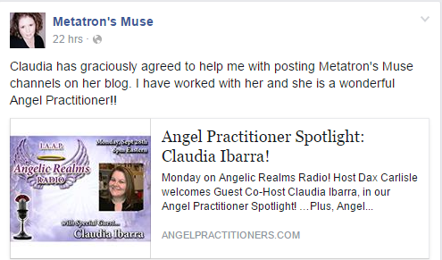 Metatron's Muse is a page that is dedicated to the channels of Archangel Metatron channeled by Dana Wagnon